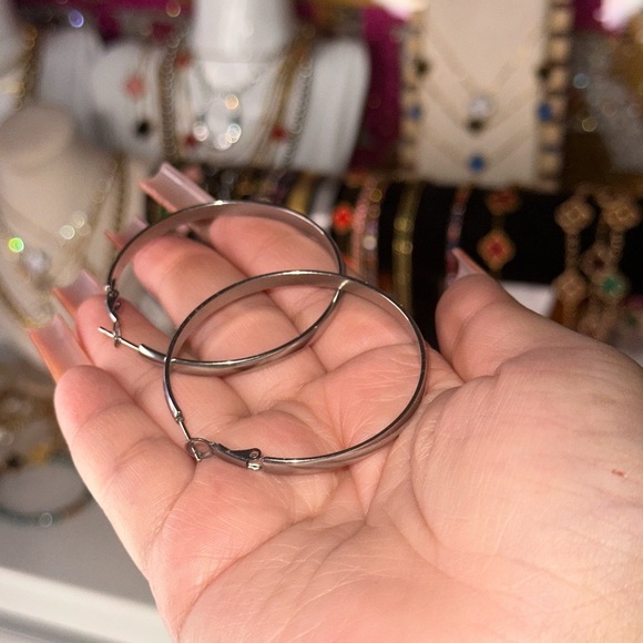 Jewelry - Elegant Silver Hoop Earrings